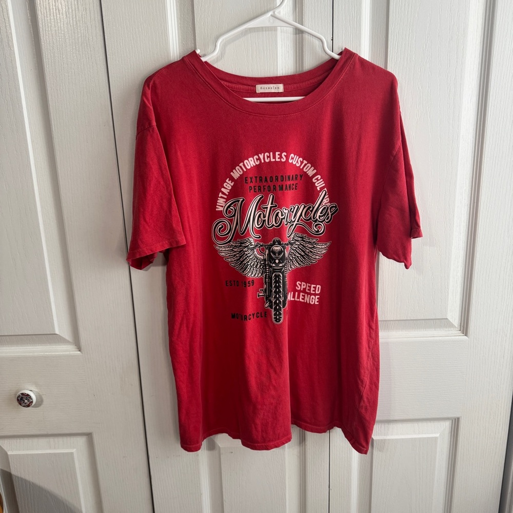 Occasion red motorcycle short sleeve tee size XL